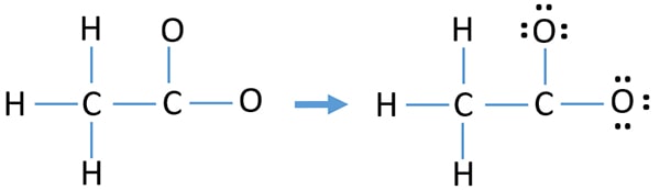 mark lone pairs on atoms in acetate ion